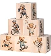6 Pcs Woodland Animal Nursery Decor for Girls and Boys, 2.36 in Large Inspirational Wooden Safari...