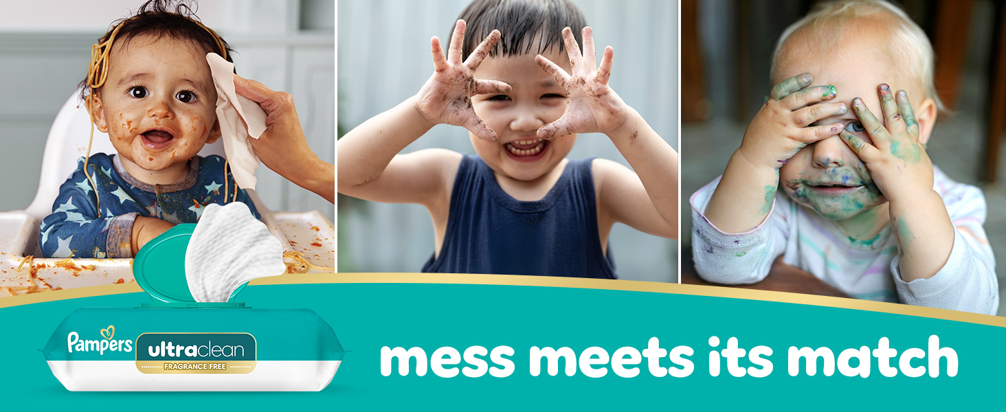 Pampers Ultra Clean wipes. Mess meets its match