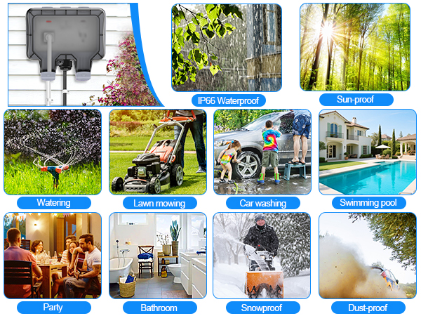 Waterproof Outdoor Outlet with Cover Weatherproof Double Socket Box for Home Improvement