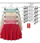 Upgrade 5 Tier Skirt Hangers for Women, 4 Pack Pants Hangers Space Saving with Adjustable Non Sli...