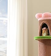 MUTTROS Forest Cat Tree Tower with 4 Condos, 68.5" Tall Cat Tower with Flower Top Bed & Thick Scr...