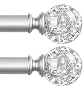 TVWOO 2 Pack Silver Curtain Rods for Windows 28 to 48 Inch,Adjustable Curtain Rod with Brackets,H...
