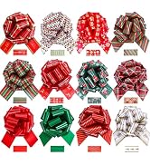 Doitory 24Pcs Christmas Bows for Gift Wrapping Multicolor 5" Wide Pull Bow Wrapping Accessory for...