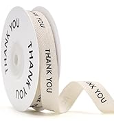 KINGLAKE Thank You Ribbon 5/8" x 10 Yards Twill Tape Herringbone Cotton Ribbons for Crafts Teache...