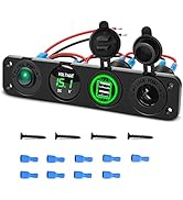 Nilight 4 in 1 ON/Off Charger Socket Panel Dual USB Socket Power Outlet LED Voltmeter Cigarette L...