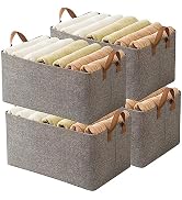 AARAINBOW 4 Pcs Closet Clothes Organizer Bins, Fabric Storage Box with Steel Frame Stackable Shel...