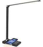 JOSTIC LED Desk Lamp with Wireless Charger, USB Charging Port, Night Light | 10 Brightness Levels...