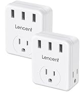 LENCENT Multi Plug Outlet Extender, 2 Pack, 3 Outlets Splitter with 3 USB Ports, Wall Charger, 3 ...