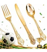 Joyido 150 Pieces Gold Plastic Silverware - Heavy Duty Gold Disposable Utensils - Fancy Plastic C...