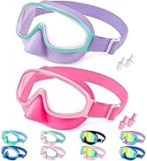 Vvinca Kids Swim Goggles with Nose Cover Comfort Fabric Strap, Wide View Diving Mask Anti-Fog/UV ...