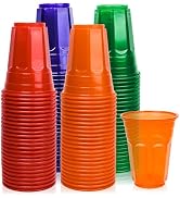EcoDispose 16 Oz Plastic Cups, 4 Colours Assorted Spill Proof Reusable Cups, BPA-Free, Perfect fo...