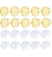 DICOSMETIC 10Pcs Golen Blank Rings Adjustable Finger Ring Base Round Blank Ring Base 18mm Stainle...