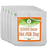 Pro Quality Nut Milk Bag - 5 XL12"X12" Bags - Commercial Grade Reusable All Purpose Food Strainer...