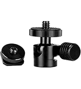 koolehaoda 1/4 Mini BallHead & Hot Shoe Mount Adapter for Camera Video Light Tripod Monopod (1/4 ...