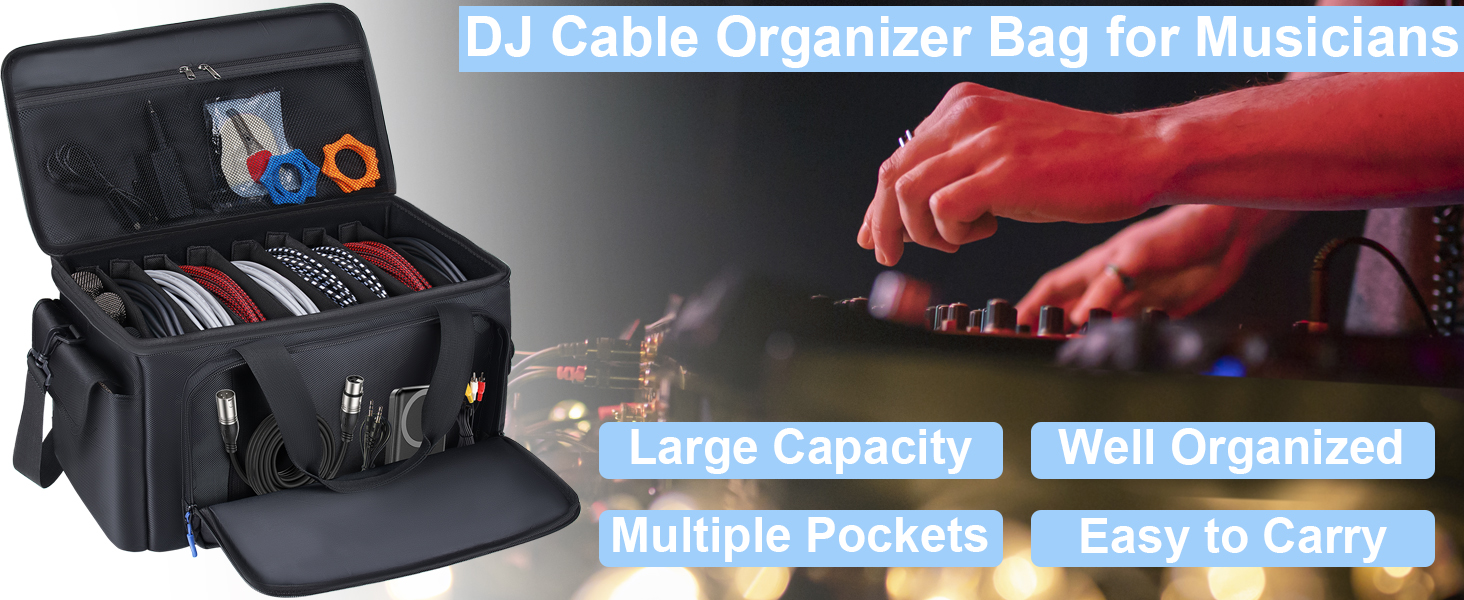 DJ Cable File Bag Gig Cords Organizer Storage Musician Music Equipment Accessories Travel Large