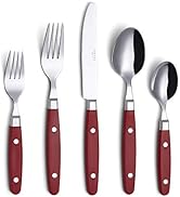 ANNOVA Silverware Set 20 Pieces Stainless Steel Cutlery Color Handle With Rivet/Retro Flatware - ...