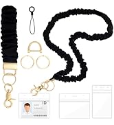 2Set Scrunchie Lanyard Wristlet Keychain for Teacher Gifts Special Stretchy Teacher Lanyard for I...