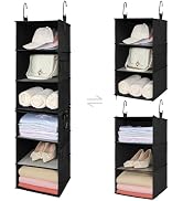 TOPIA HOME 6-Shelf Hanging Closet Organizer, Two Separable 3-Tier Heavy Duty Closet Organizer, Ha...