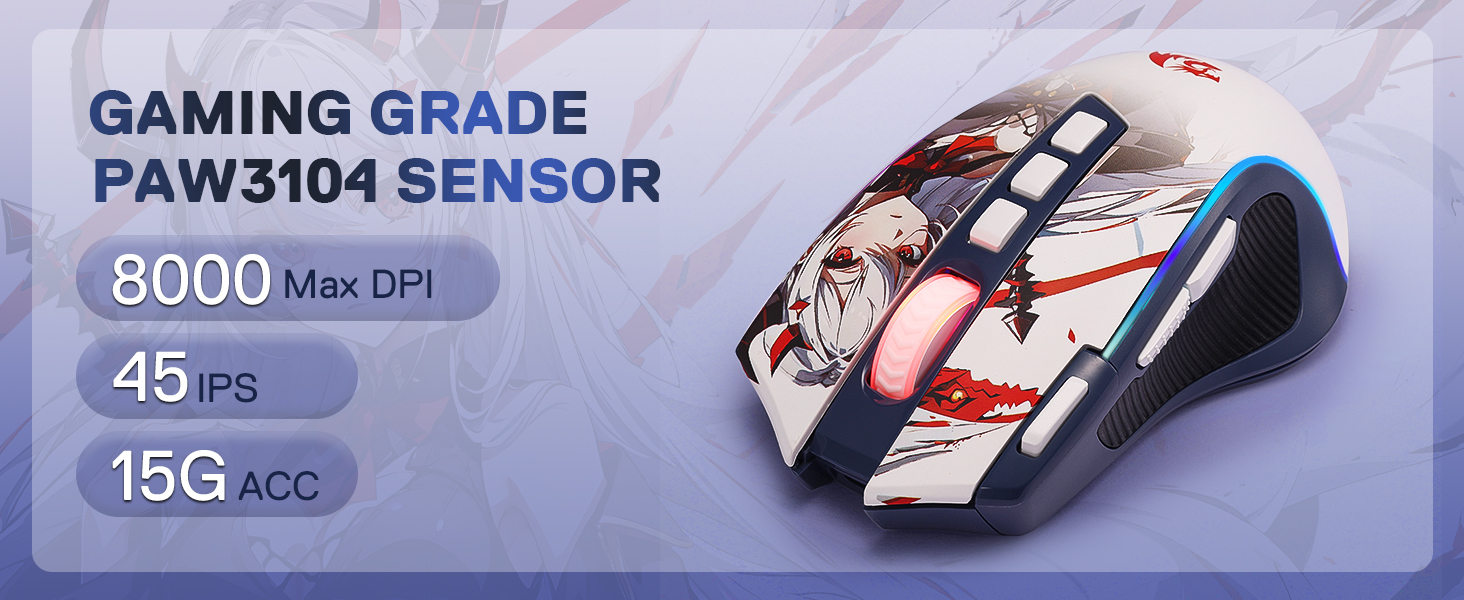Redragon M612AK Pro mouse with 8000 DPI sensor for esports delivers fast accurate tracking