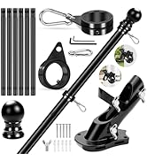 REERON Flag Pole for Outside House Porch Wall Mount, 7 FT 1" No Tangle Stainless Steel Spinning F...