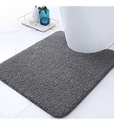 Buganda Microfiber Bathroom Contour Rug (24x20, Grey) Shaggy Soft and Absorbent, Non Slip, Thick ...