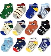 Tphon Non Slip Kids Toddler Socks with Grippers Baby 12 Pairs Anti Skid Socks for Boys Girls 0-7 ...
