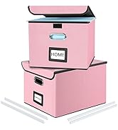 Collapsible File Storage Organizer Boxes with Lids, Huolewa Linen Document Storage, Universal Han...