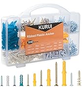 KURUI 510PCS Drywall Anchors and Screws Assortment Kit, 265 Plastic Wall Anchors and 265 Philips ...
