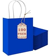qiqee 100PCS Gift Bag with Handles Bulk Diamond Blue Paper Bags Multiple Uses (8.3