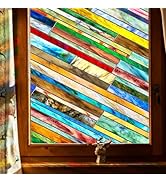 Coavas Window Privacy Film: Stained Glass Window Film Decorative 3D Rainbow Faux Stained Glass St...