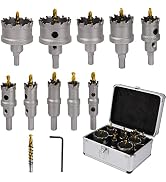 Chaoos 10PCS Hole Saw Kit for Metal, Carbide Hole Saw Kit ( 5/8" to 2-1/9" ), Hole Cutter Heavy D...