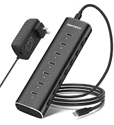 RSHTECH 7-Port Powered USB C 3.2 Hub 10Gbps with 7 USB-C Data Ports, Individual Switches, Detacha...