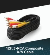 STEREN 206-27712ft 3-RCA Composite A/V Cable RG59 with Gold Connectors