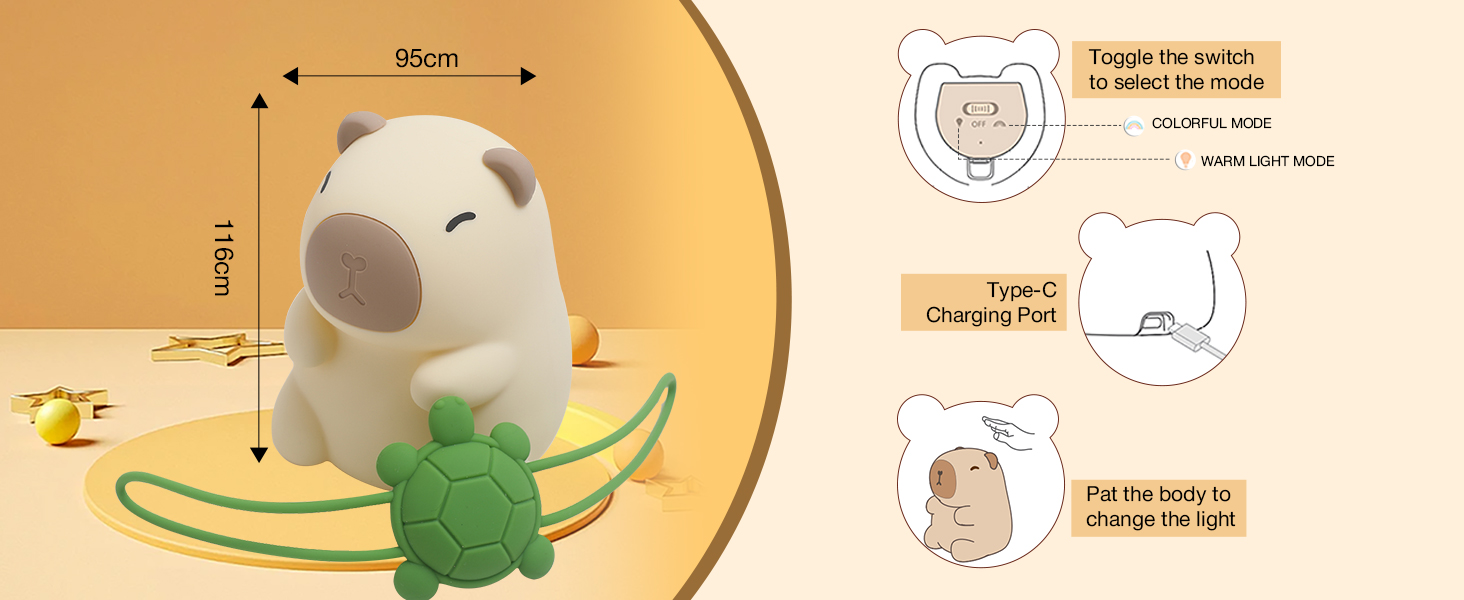 Waterproof silicone night light capybara