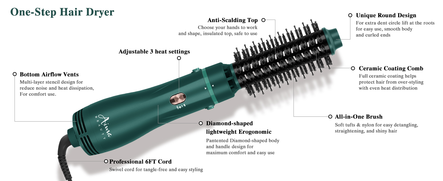 One step hair dryer brush
