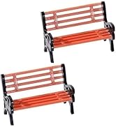 Miniature Park Bench Set 2-Pack - 1:12 Scale Brown Garden Seats with Realistic Detailing, Tiny Pa...