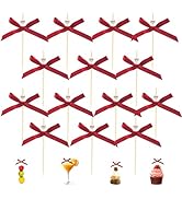 50PCS Red Bow Cocktail Picks – Lunar New Year & Chinese New Year Year of the Horse Decorative Par...