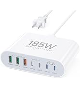 185W USB C Fast Charger Block, 7 Port USB C Charger Charging Station Hub Brick Multiport Charger ...