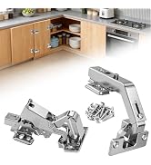 Corner Cabinet Hinge Set 180° & 135° Soft Close, 2x180° + 2x135° Half Overlay Hinges for Lazy Sus...