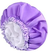 Shower Caps for Women, Terry Cloth Lined EVA Exterior Elastic and Reusable Bath Caps, Double Wate...