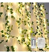 YJFWAL 33ft Vine Fairy Lights with 100 LED 8 Mode Remote, Artificial Greenery Ivy Leaf Garland St...