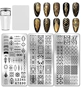 PH PandaHall 3pcs European Style Nail Stamping Plates, Decorative Geometric Nail Art Templates Nu...