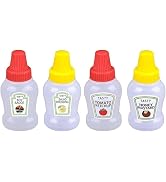 Sluswallow 4Pcs Mini Ketchup Bottle for Bento Box Accessories,Mini Condiment Squeeze Bottles,Port...