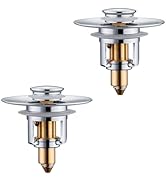 Universal Bathroom Sink Stopper - 2 Pack Chrome Silver Pop Up Drain Stopper for 1.06"-1.65" Basin...