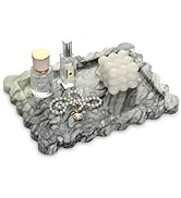 Scalloped Marble Decorative Tray,Luxury Natural Stone Bathroom Vanity Tray, Dresser Top Perfume C...