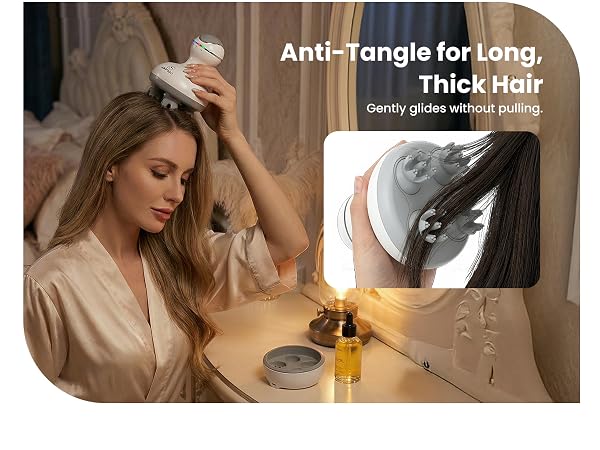 anti-tangle for long thick hair