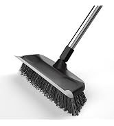 Floor Scrub Brush with Long Handle, Adjustable Stainless Steel Handle, Stiff Bristles & Rubber Sq...