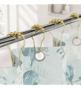 Bathway Shower Curtain Rings, Shower Curtain Hooks Gold Shower Rings Rust Proof, Non-Slip Shower ...