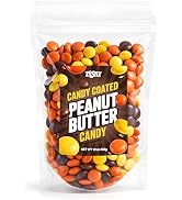 Candy Coated Peanut Butter chocolate bites 10oz Bag with Peanut Butter Center and Crisp Candy She...