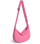 Small Crescent Crossbody Bag for women man, Unisex Corduroy Sling Bag with Adjustable Strap, 2- Z...